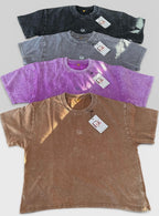 Polera crop top estilo lavado