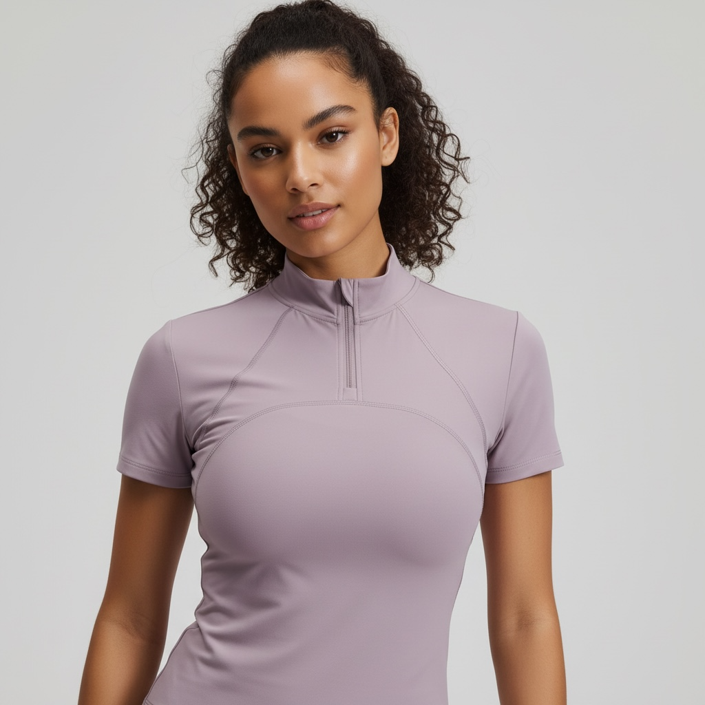 Polera ajustada con cierre y malla