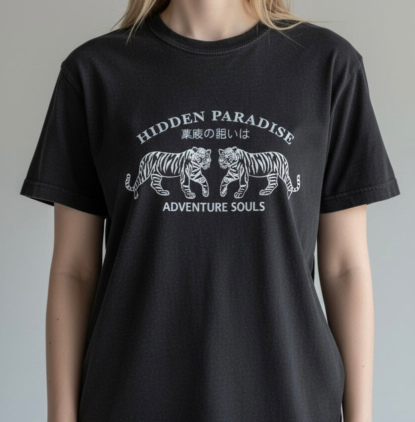 Polera estilo lavado tigres