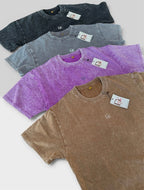 Polera crop top estilo lavado
