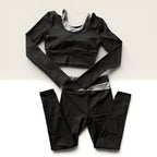 Conjunto crop top y calza larga,  sin push up