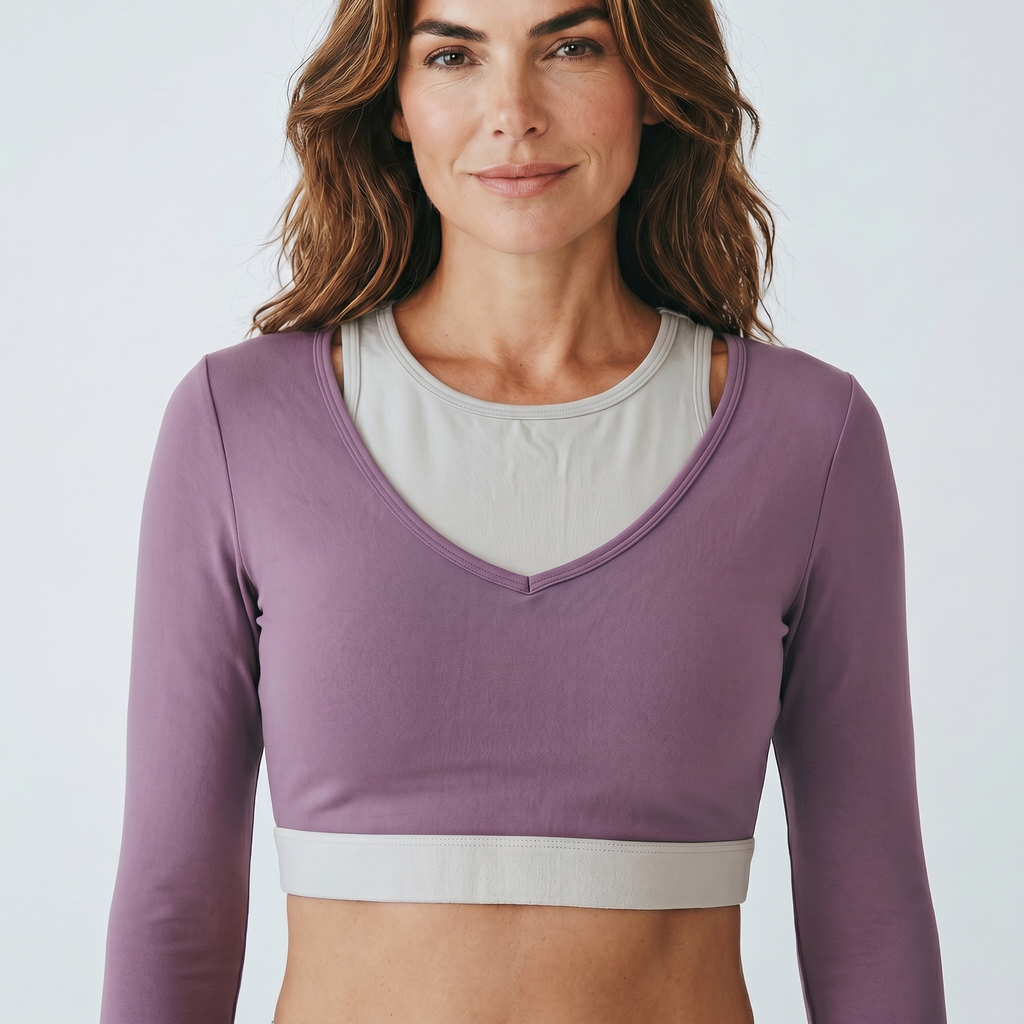Crop top manga larga , con copas