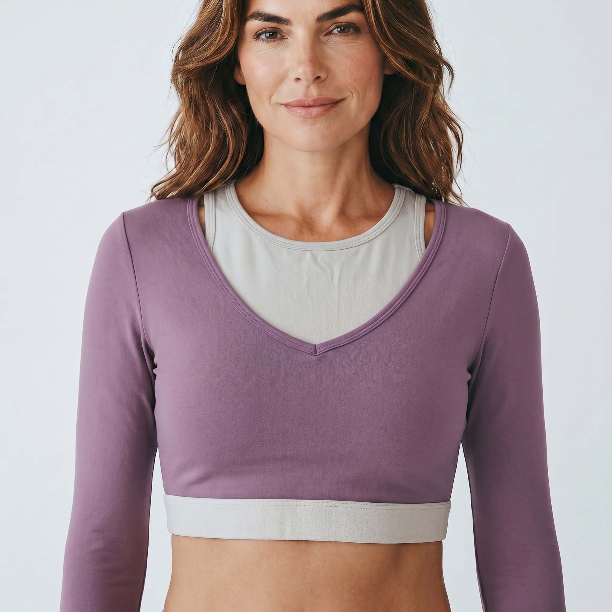Crop top manga larga , con copas