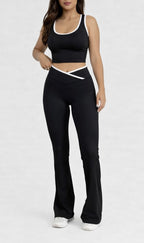 Conjunto flare-polera crop sostén