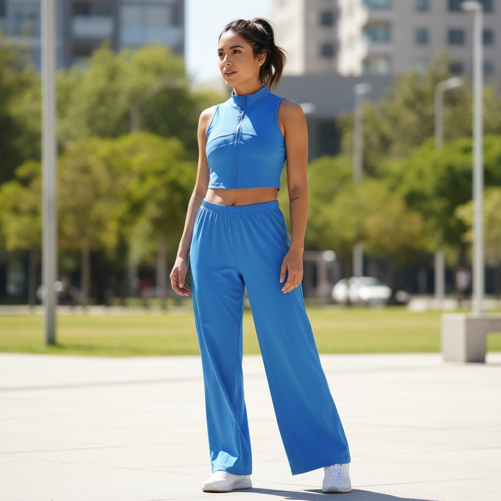 Conjunto palazzo-crop top